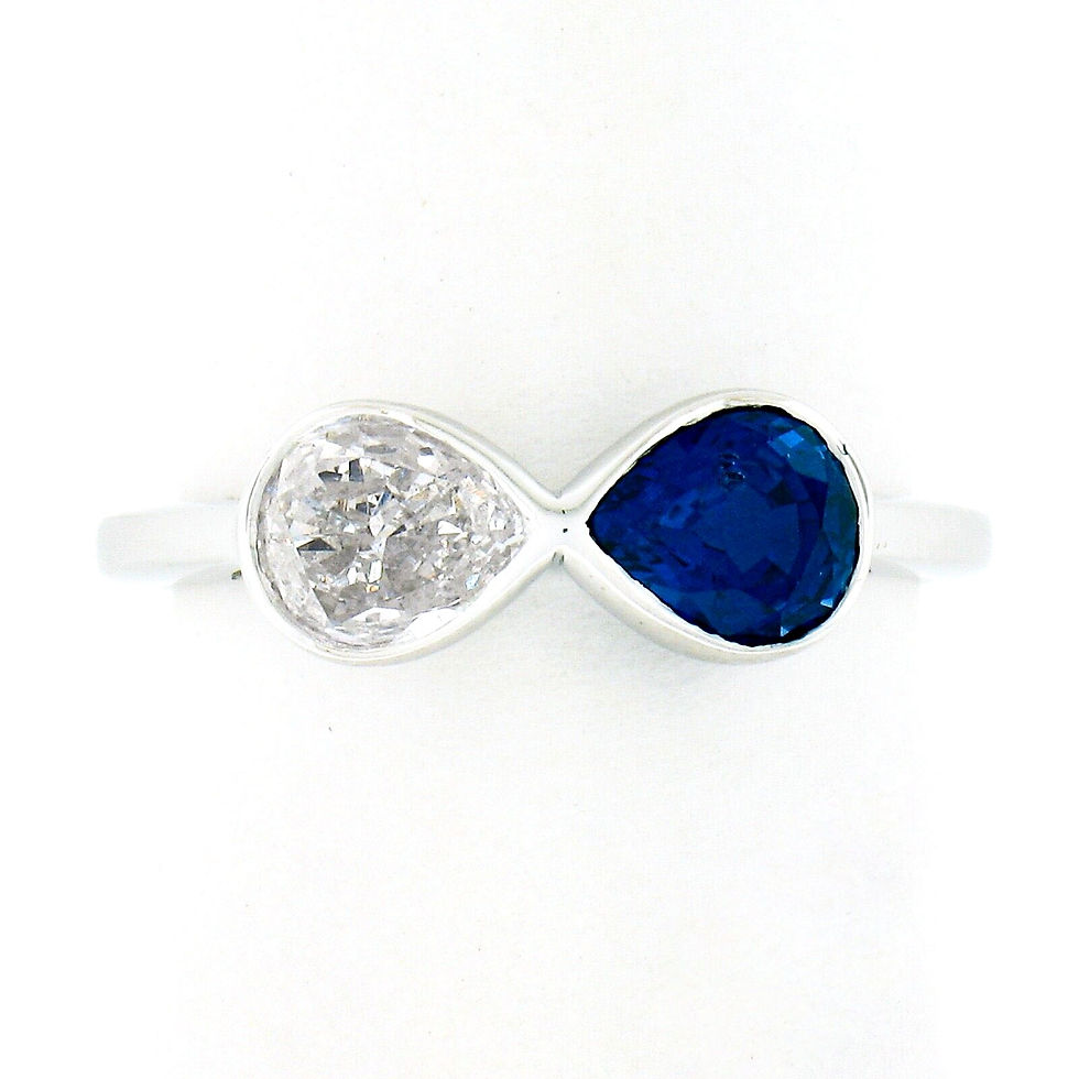 Thumbnail: Platinum 1.39ctw Sapphire and Diamond Double Pear Cut Infinity Ring