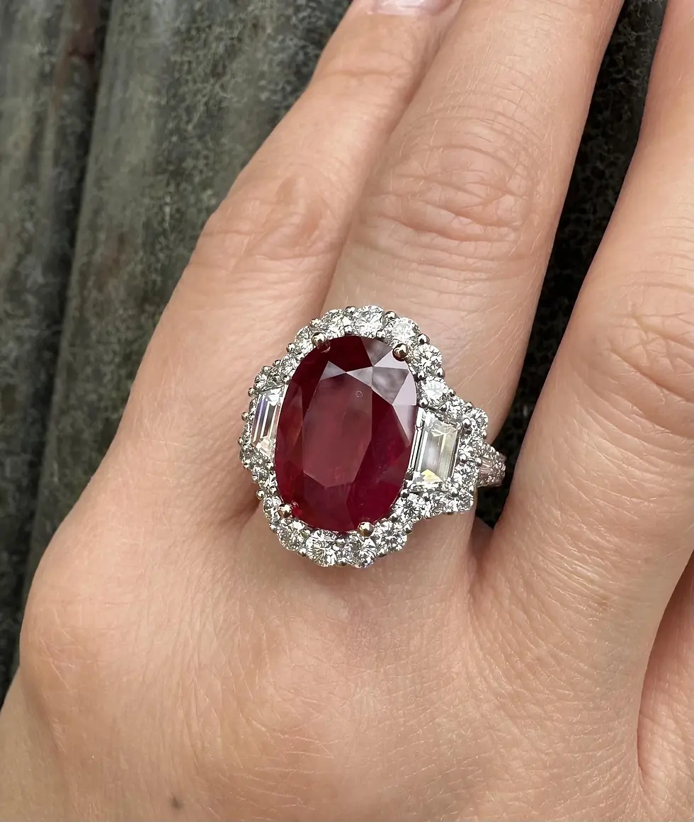 Platinum RARE Certified 12.25ctw Oval Red Ruby and Diamond Ring
