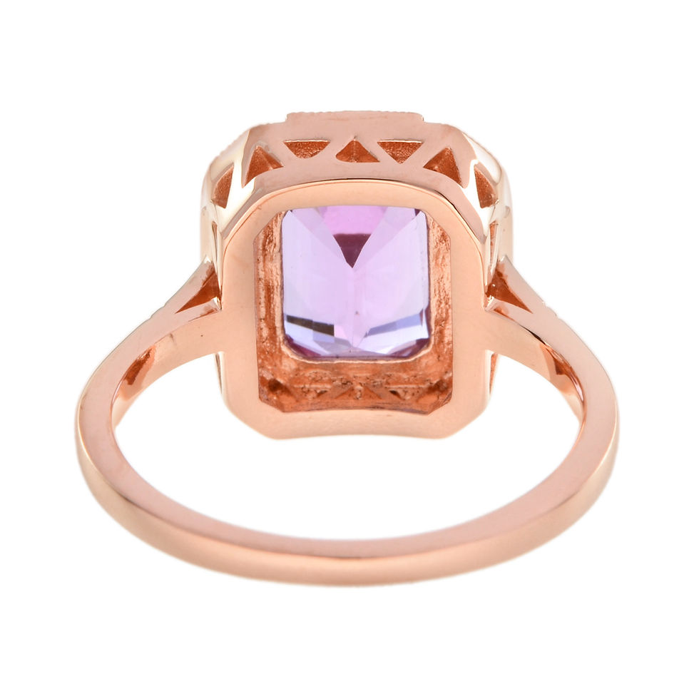 Thumbnail: Art Deco Inspired 18k Rose Gold 2.87ctw Pink Kunzite & Diamond Halo Ring