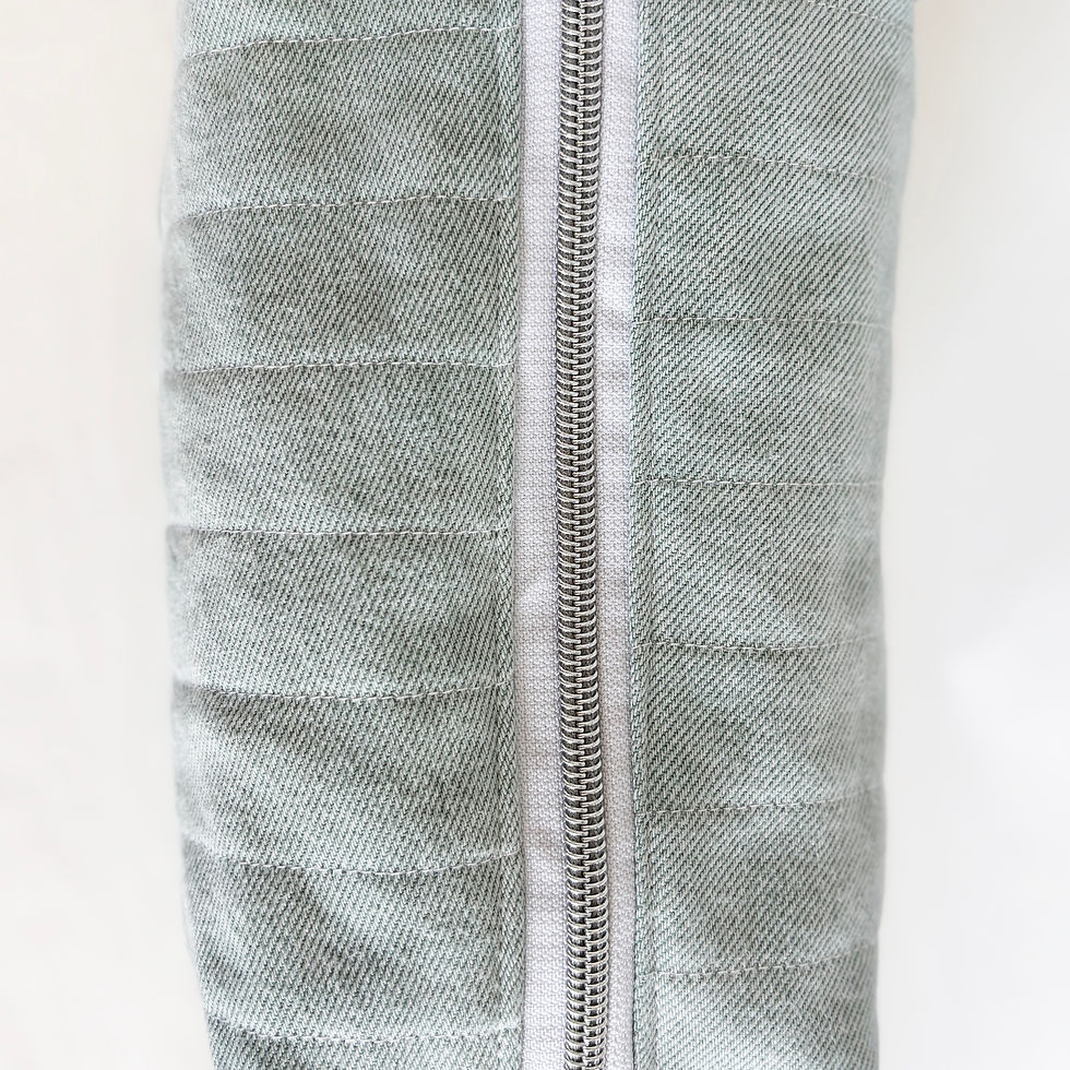 Thumbnail: Quilted Mint Denim Toiletry Bag