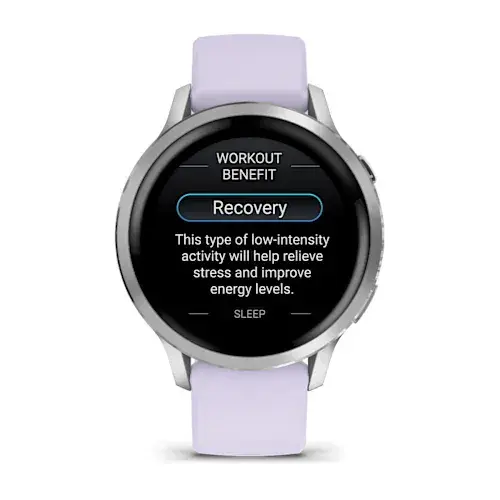 Thumbnail: Garmin Venu 4 - 41 mm Silver with Periwinkle Silicone Band