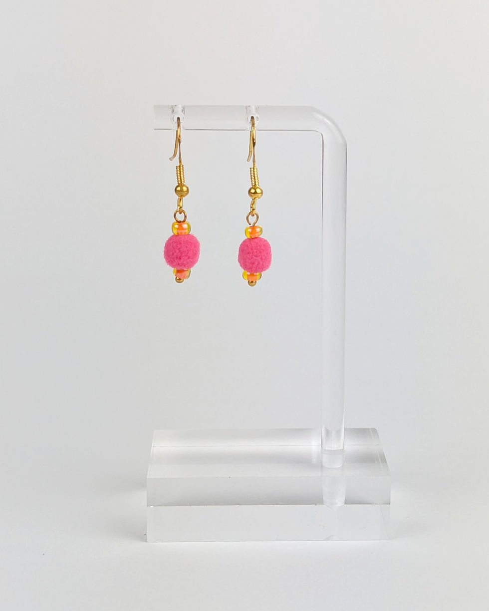 Thumbnail: Hot Pink Puff Earrings