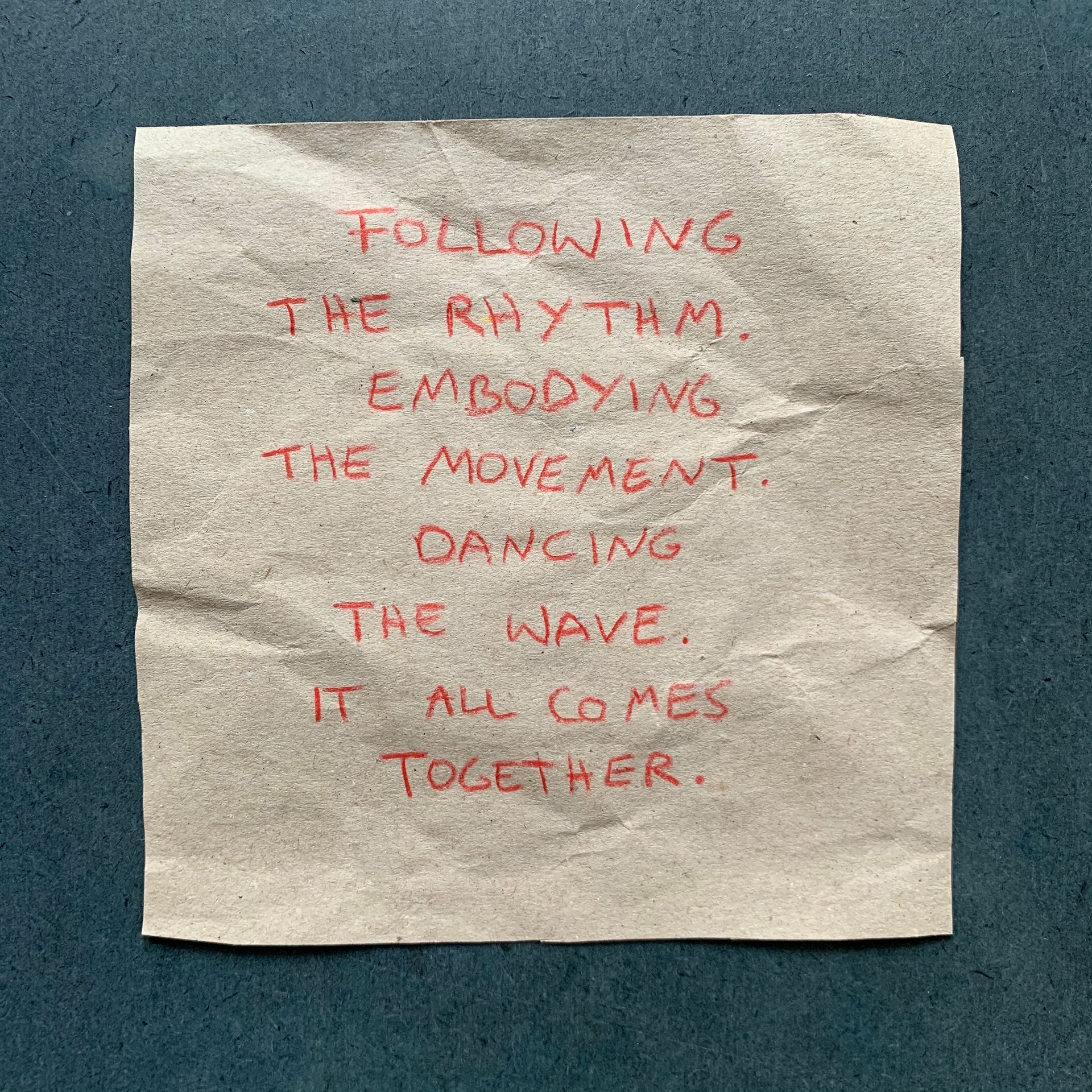  handwritten poem "waves"  inspired by 5rhythm dance from Gabrielle Roth