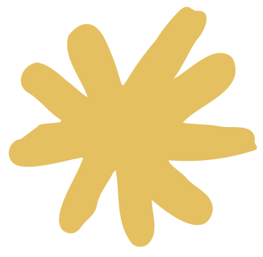 Eine einfache Zeichnung einer Blume oder Muschel in Gelb, mit mitteldicken Linien umrandet, die ein minimalistisches und abstraktes Design darstellt.