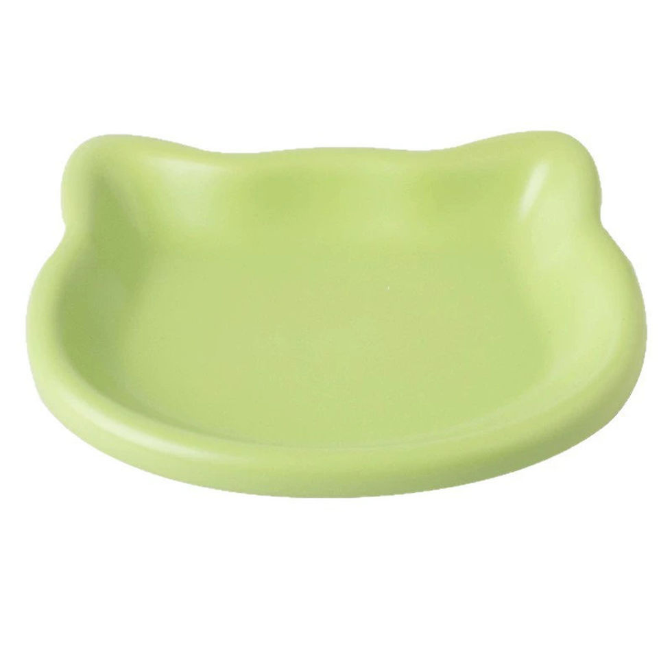 Thumbnail: 1PC Cat-Shaped Pet Bowls, Pastel Color Cute Animal Design, Non-Slip Pet Food Dis