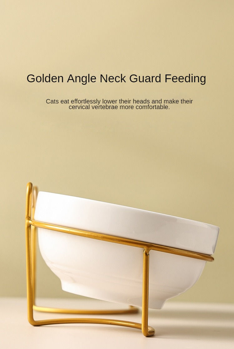 Thumbnail: 1-3pcs Creative Cervical Protection Pet Supplies Ceramic Double Cat Bowl Ceramic