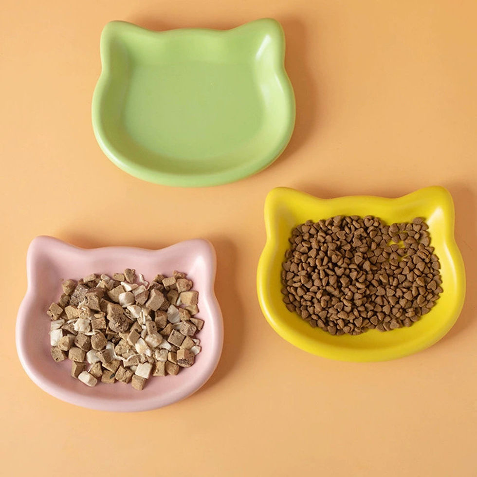 Thumbnail: 1PC Cat-Shaped Pet Bowls, Pastel Color Cute Animal Design, Non-Slip Pet Food Dis