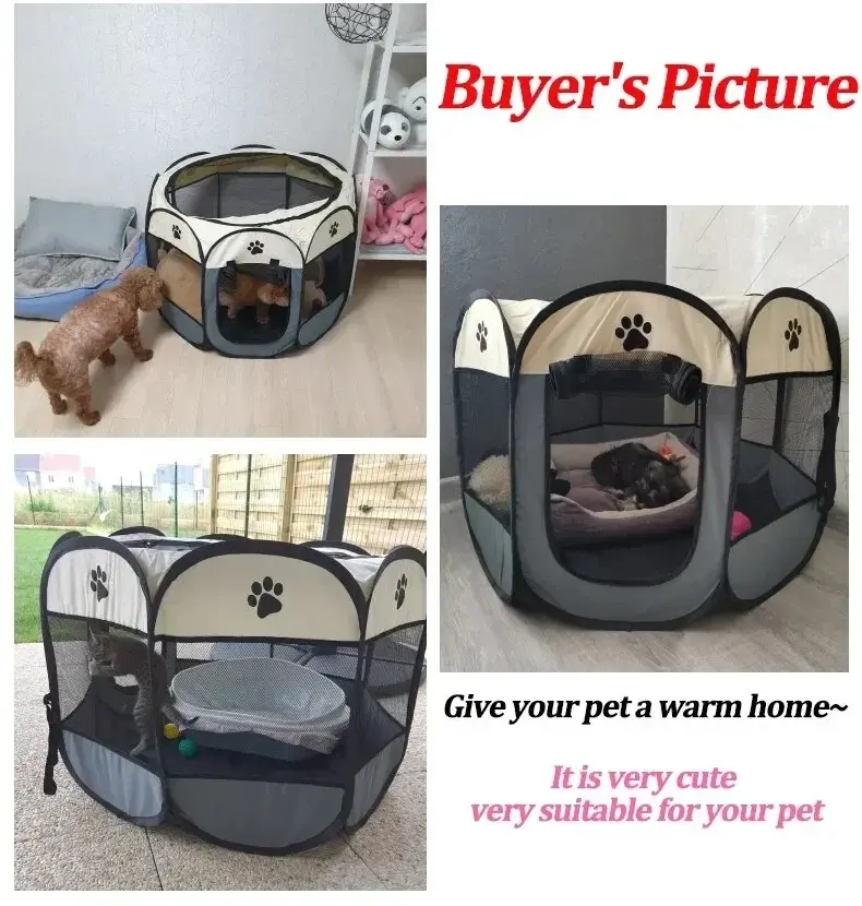 Thumbnail: Portable Foldable Pet Tent Kennel Octagonal Fence Puppy Shelter Easy To Use Outd