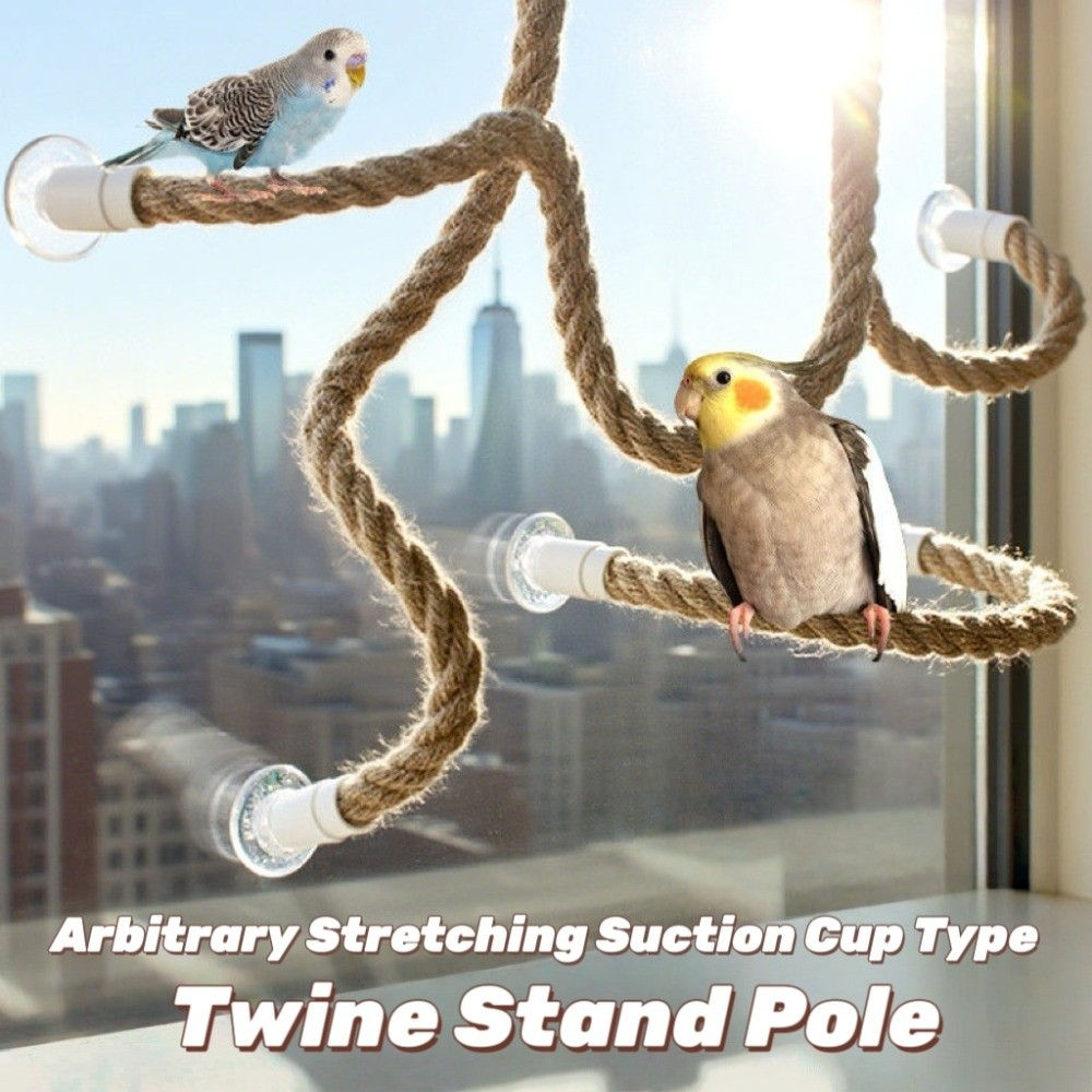 Linen Rope DIY Bendable Perch for Birds Non-slip Comfortable Grip Suction Cup Bi