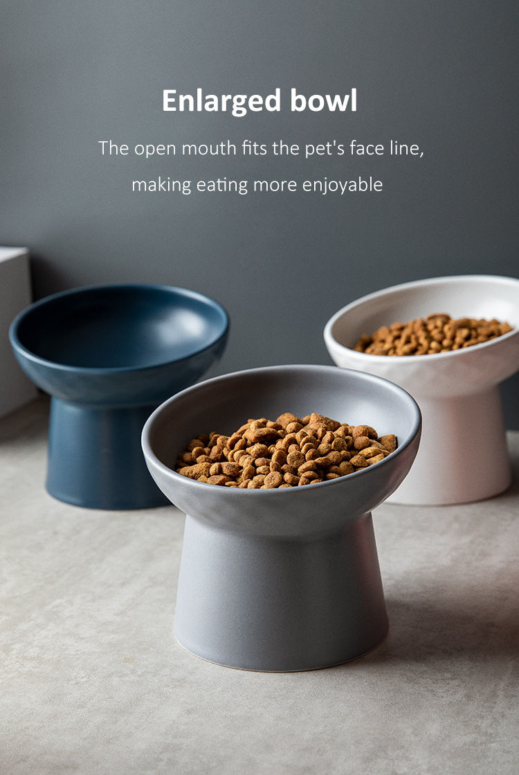 Thumbnail: Cat Nordic Style Food Water Bowl Pet Animal Ceramic Eating Dishes High Foot Rais