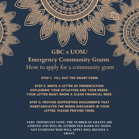 GBC x UOSU EMERGENCY COMMUNITY GRANTS