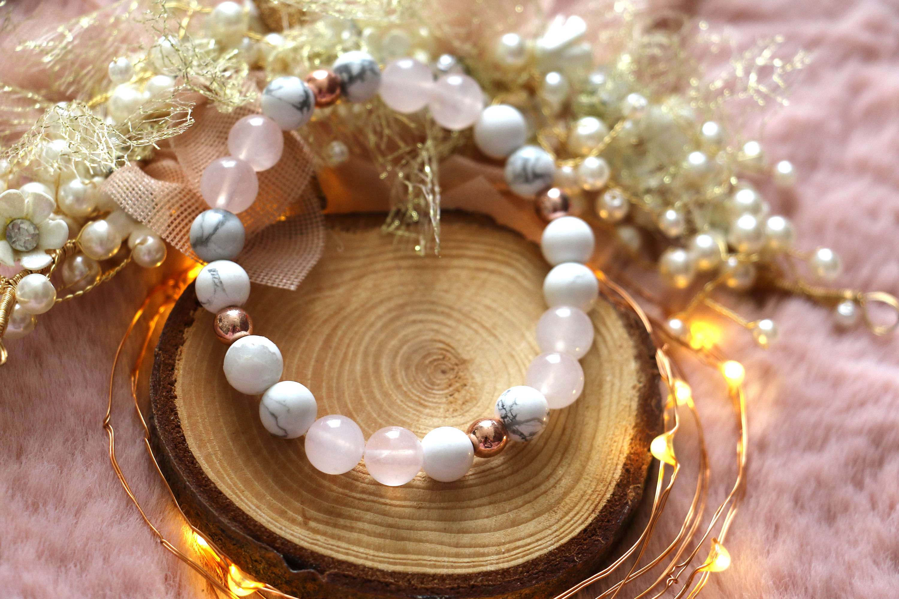 Howlite & Quartz rose