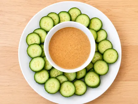 Cucumbers with Sweet and Spiced Tahini Dip