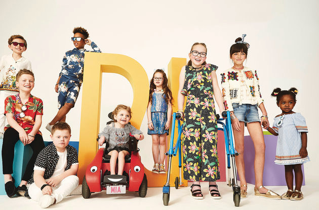 Zebedee models Joseph (3rd left), and Mia (5th left) feature in the new River Island campaign