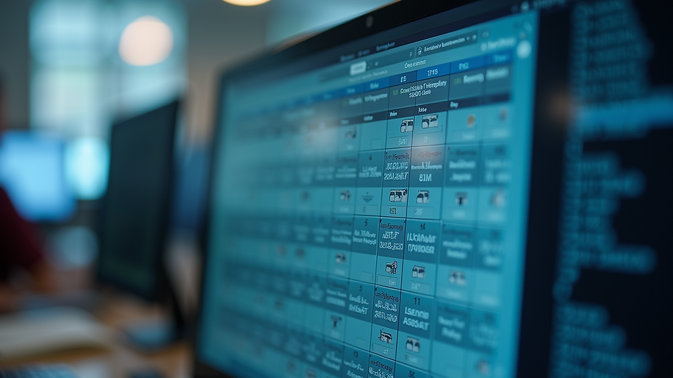 Close-up view of a computer screen displaying school timetable software