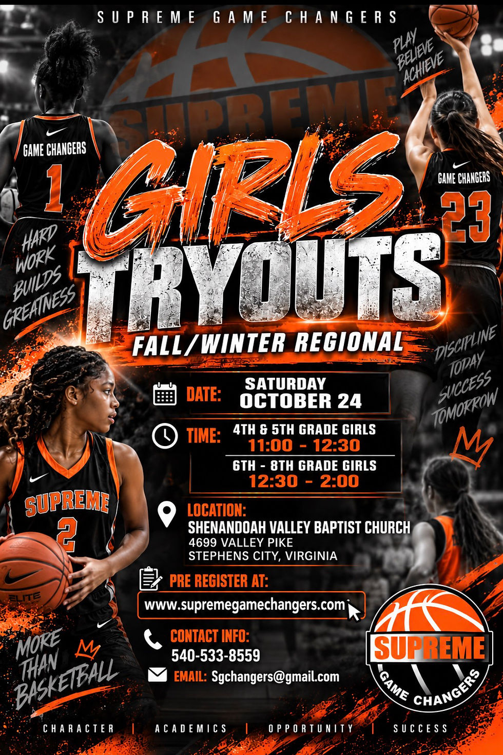 Supreme Game Changers “Girls” Fall/ Winter Tryouts