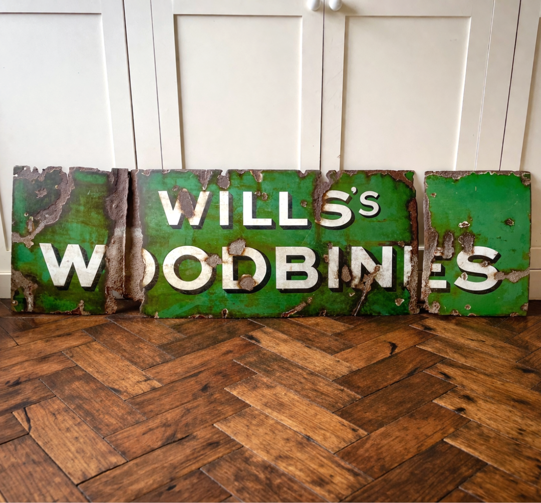 Large Genuine Vintage Wills's Woodbines Enamel Sign