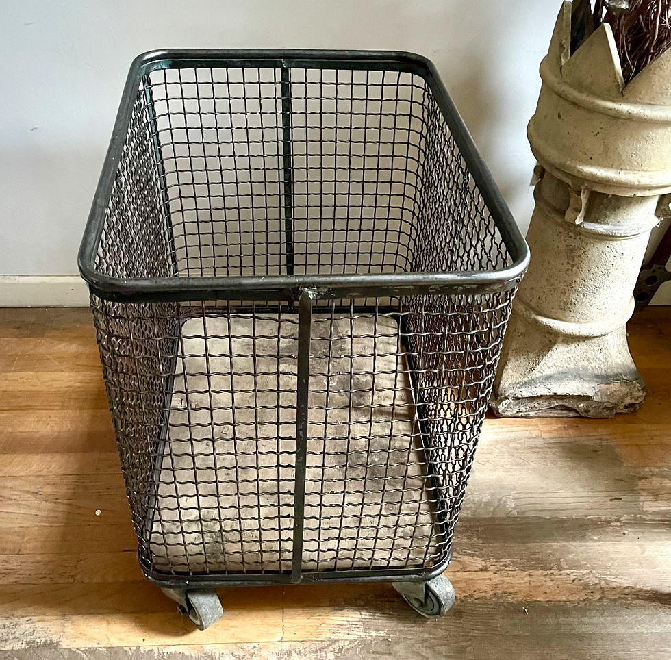 Thumbnail: Vintage Metal Mill Factory Trolley Basket