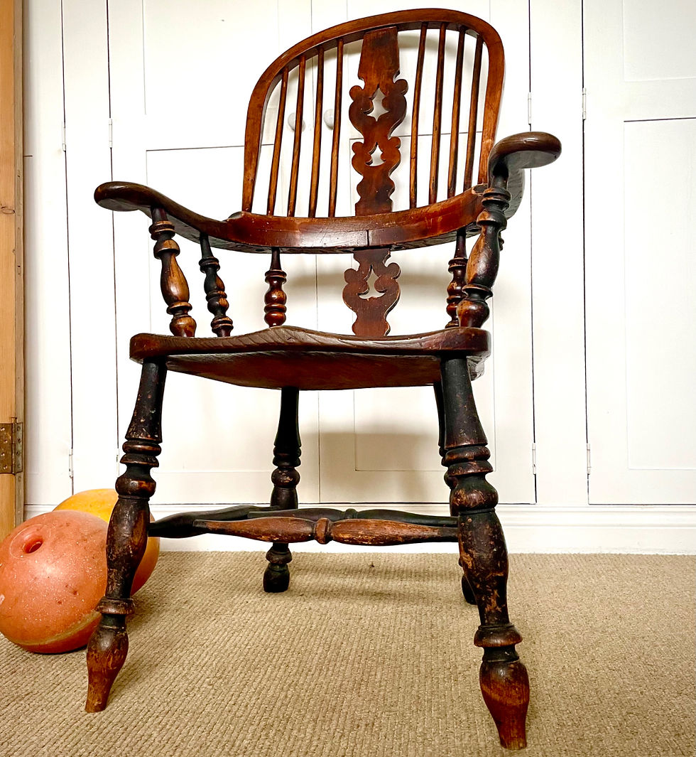 Thumbnail: Antique Smoker's Bow Broad Arm Windsor Back Chair