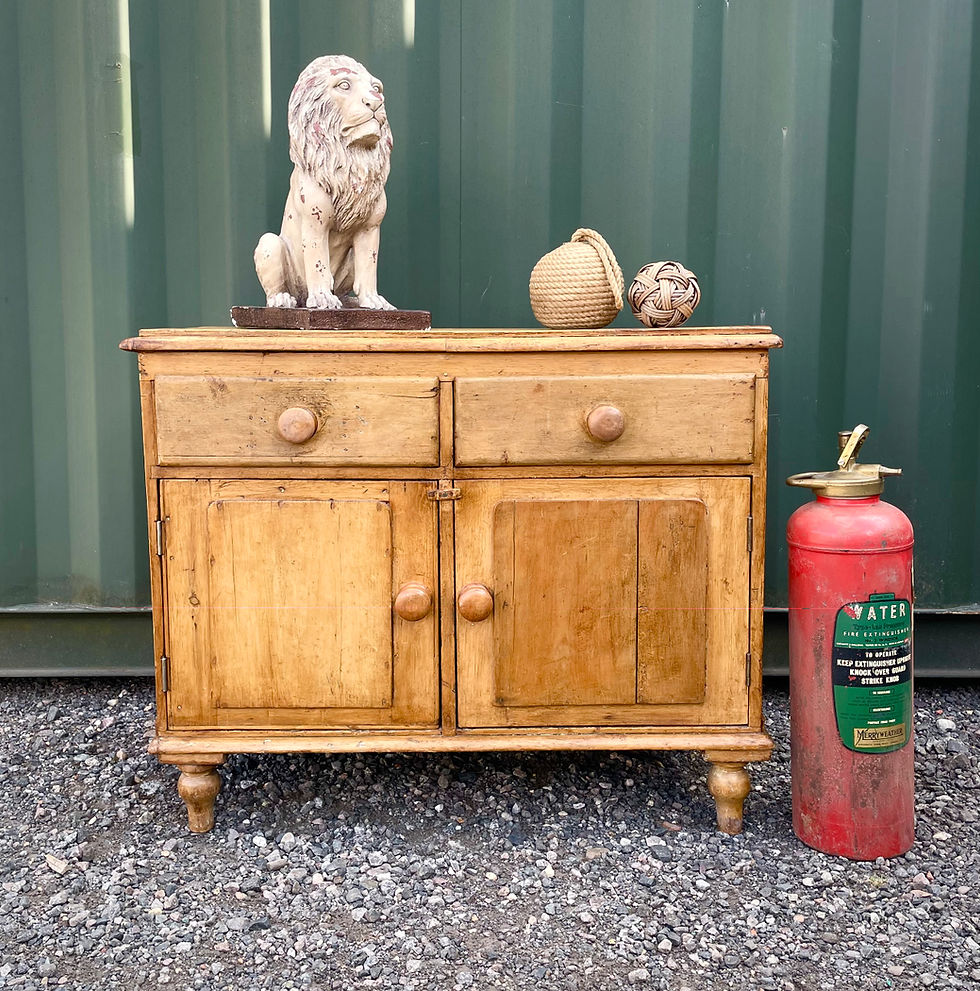 Thumbnail: Antique Pine Sideboard / Dresser with Cupboard and Drawers