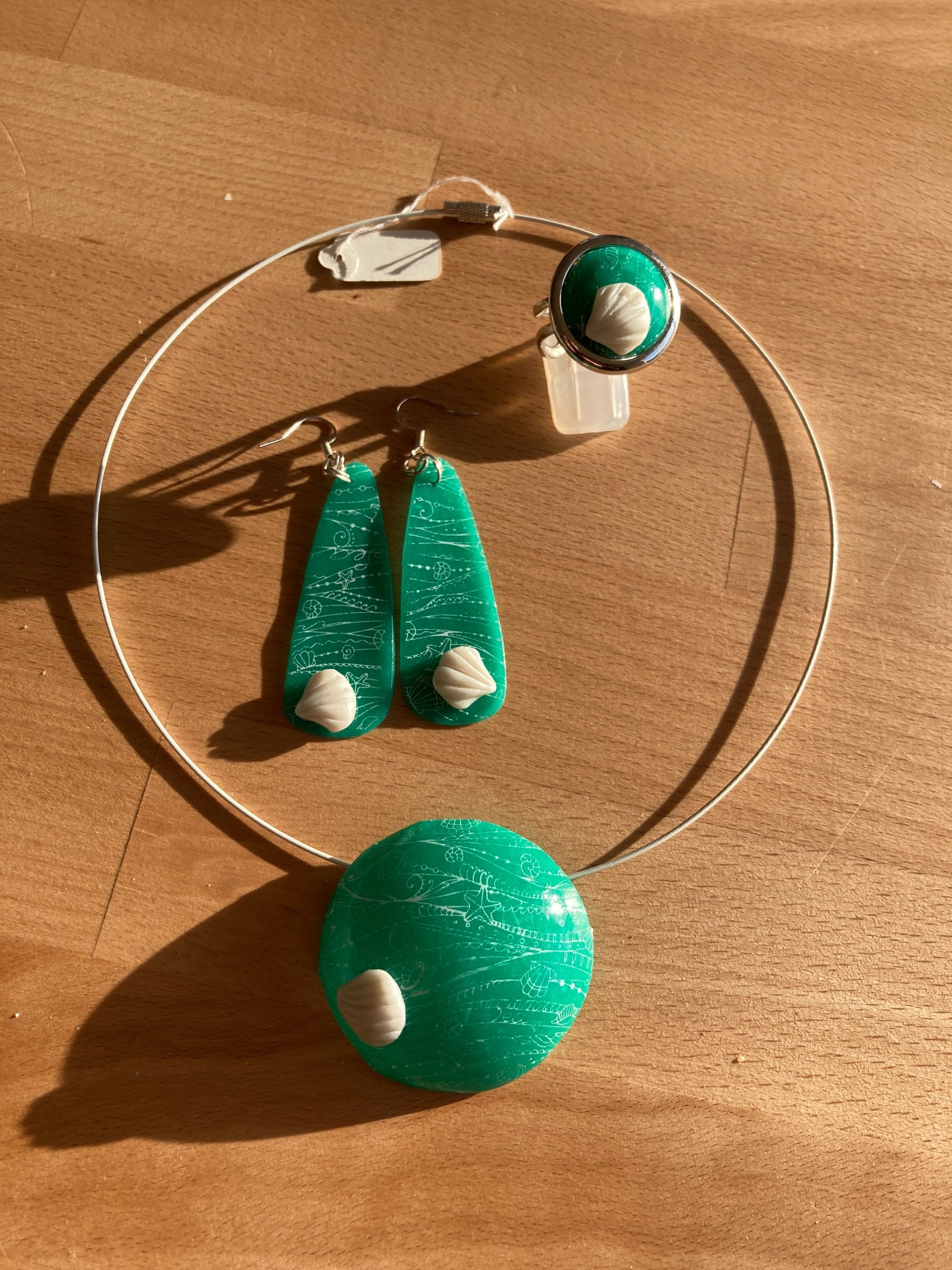 Ensemble collier boucles bagues coquillages 🐚