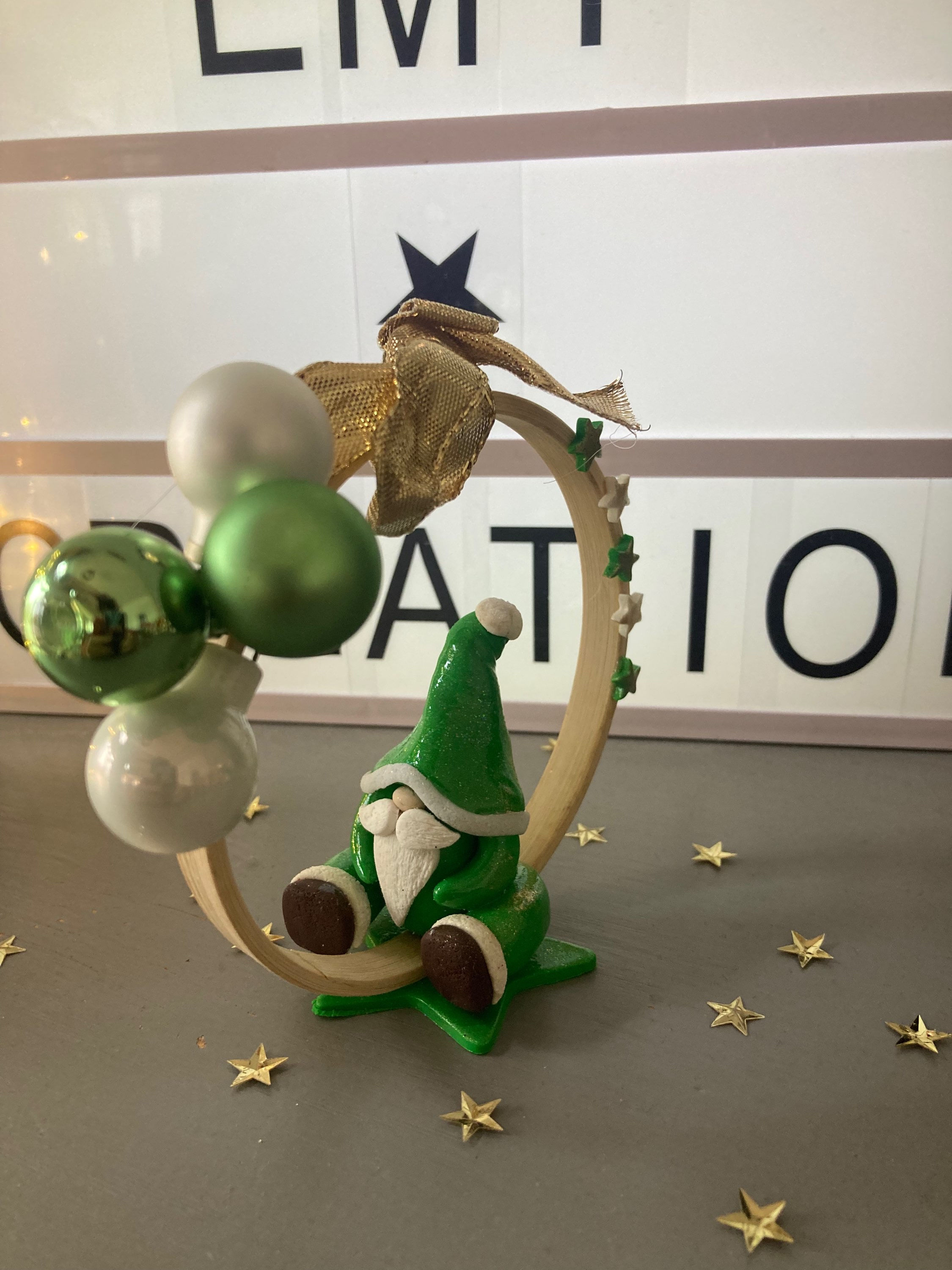 Gnome vert deco de noël 