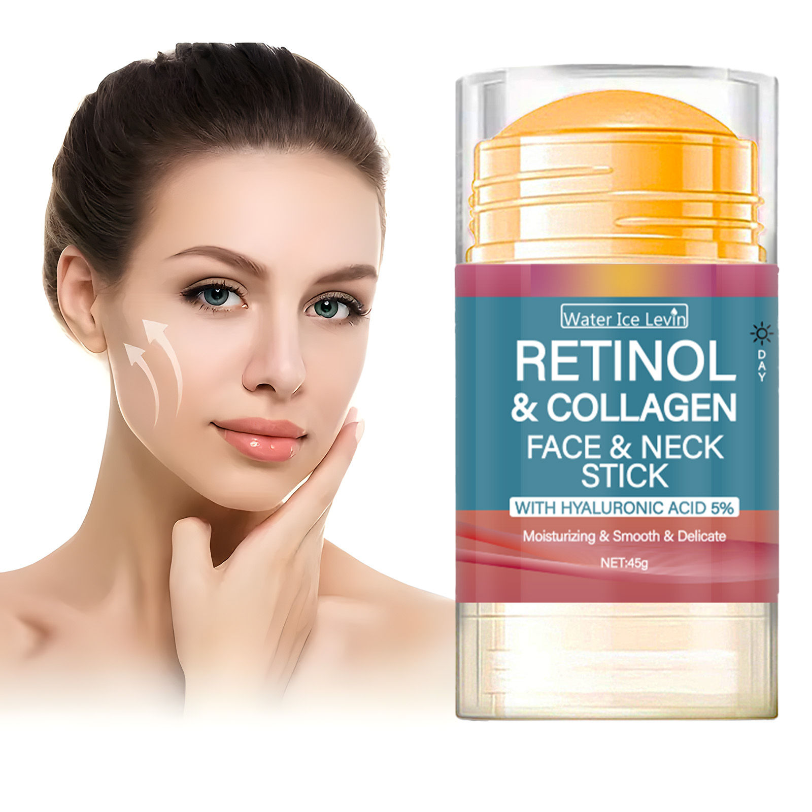 Retinol and Collagen Facial and Neck Care Stick Containing Hyaluronic Acid 5%, M