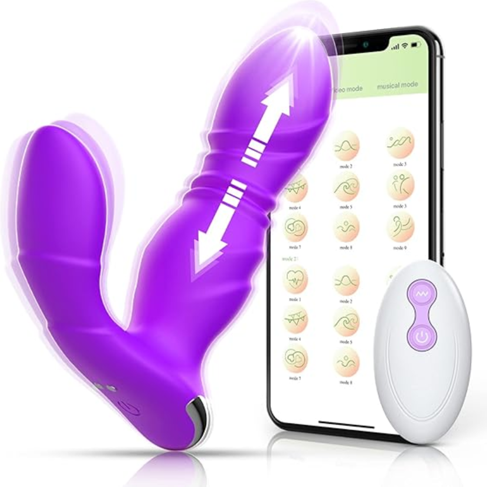 Couples App Telescopic Vibrator Remote Control Wearable Vibrating Panties Thrust