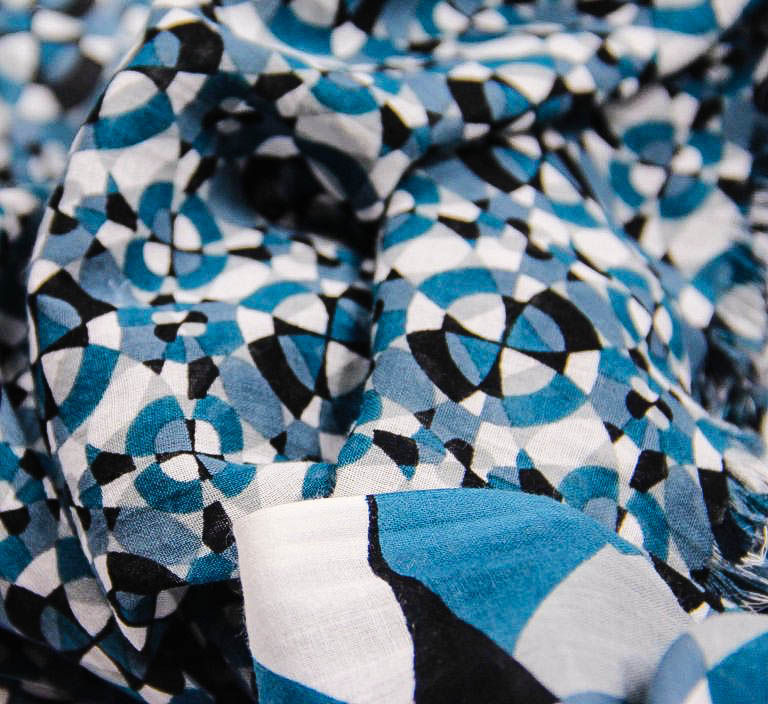 Miniature : Foulards en coton Kaleidoscope bleu