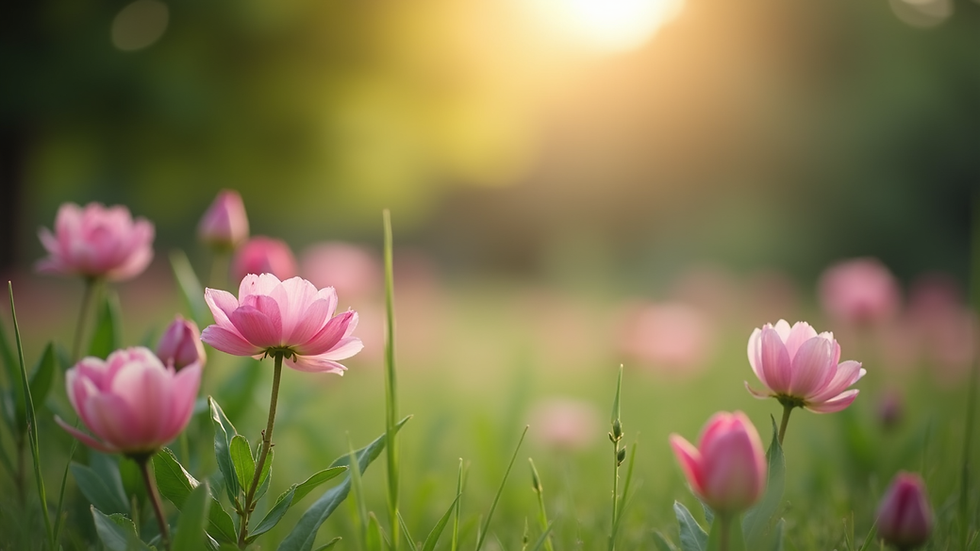 Nahaufnahme eines beruhigenden Gartens mit bunten Blumen