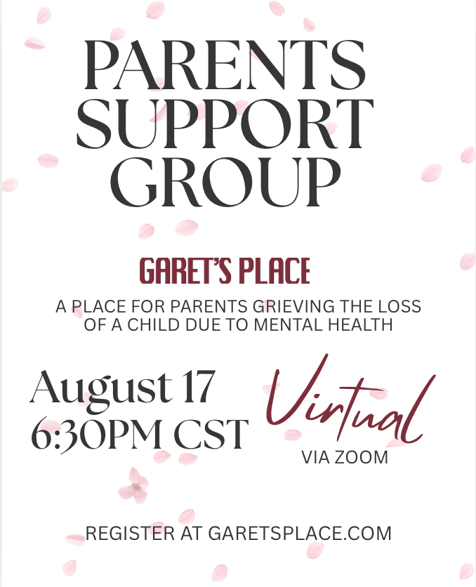 Monthly Parent Support Meetup FOR PARENTS GRIEVING THE LOSS OF A CHILD DUE TO MENTAL HEALTH