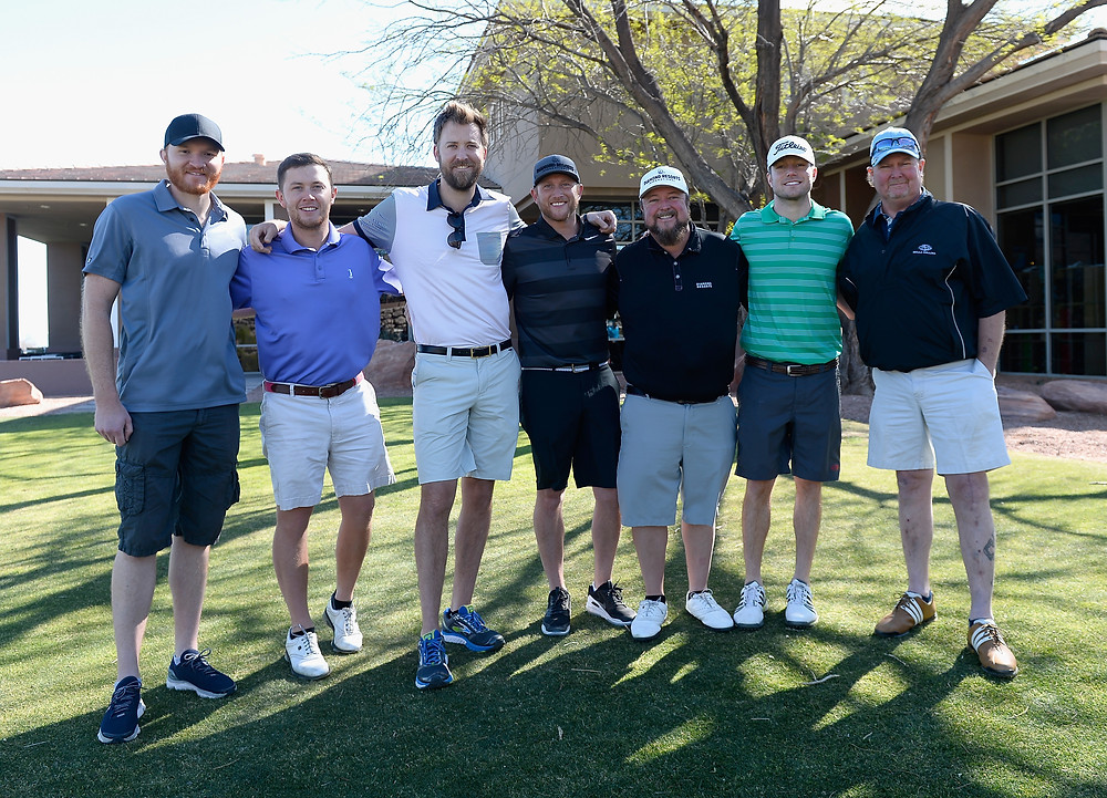 Eric Pasley, Scotty McCreery, Charles Kelley, Cole Swindell, Colt Ford, Jacob Davis and Tracy Lawrence. Photo by Bryan Steffy