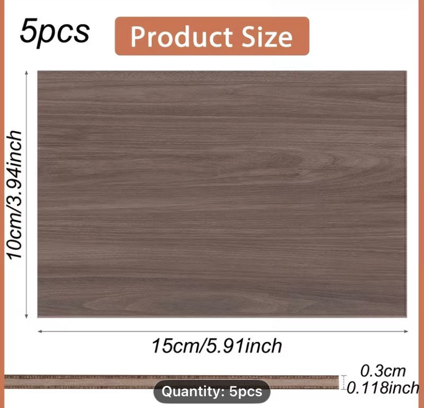 Thumbnail:  Hard Walnut Wood Veneer Sheets A5 Size – 5 Pack (15 × 10 × 0.3 cm) | Natural Bl