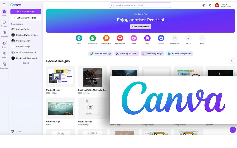 Canva screenshot with logo in white box and shadow