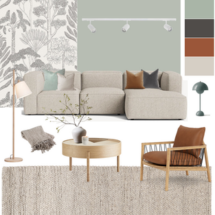 Mood board of a living room for a virtual interior design consultation
