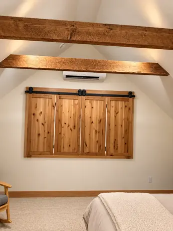 Custom sliding wood window shutters – Cobleigh renovation, Eagle Point, Oregon