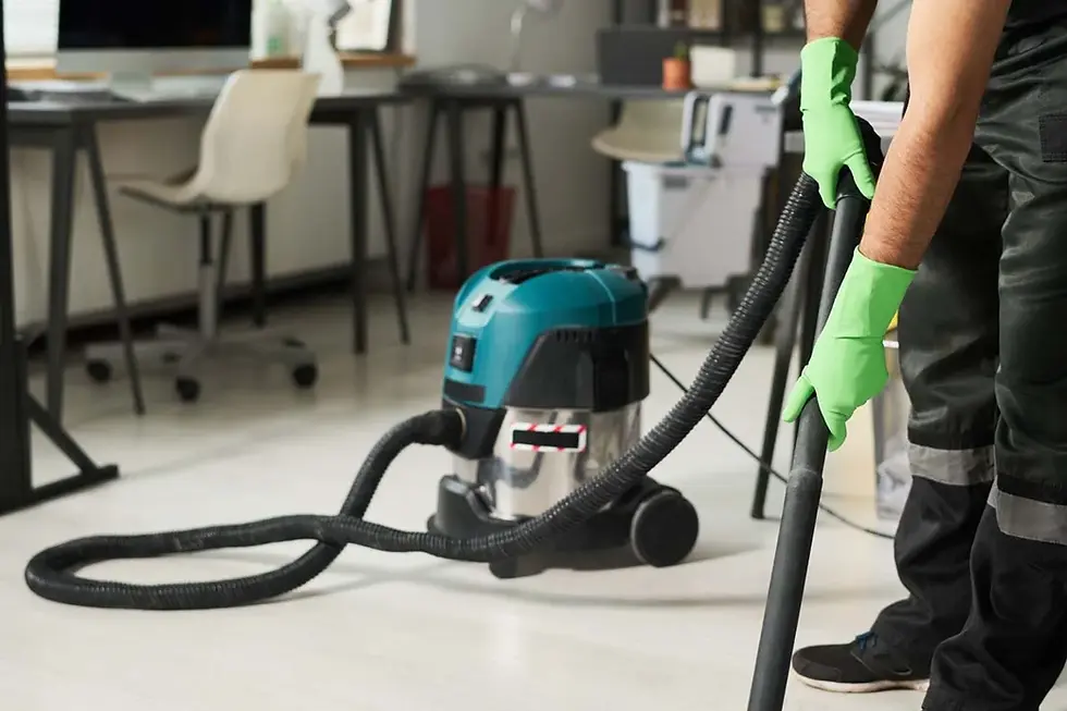 An industrial HEPA vacuum being used for post construction cleaning to improve air quality
