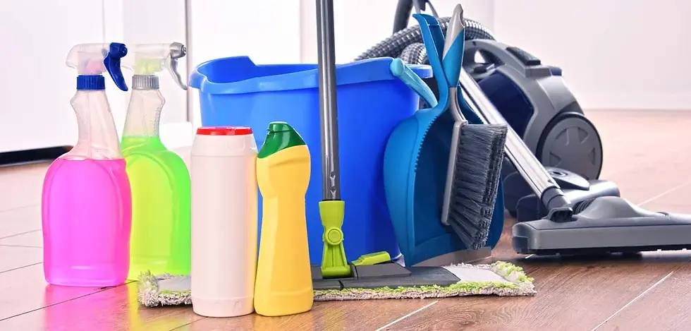 Essential post construction cleaning equipment, including a HEPA vacuum and microfiber supplies
