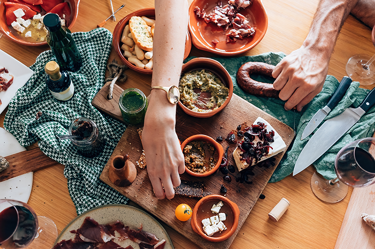 Arranged Food and Objects
