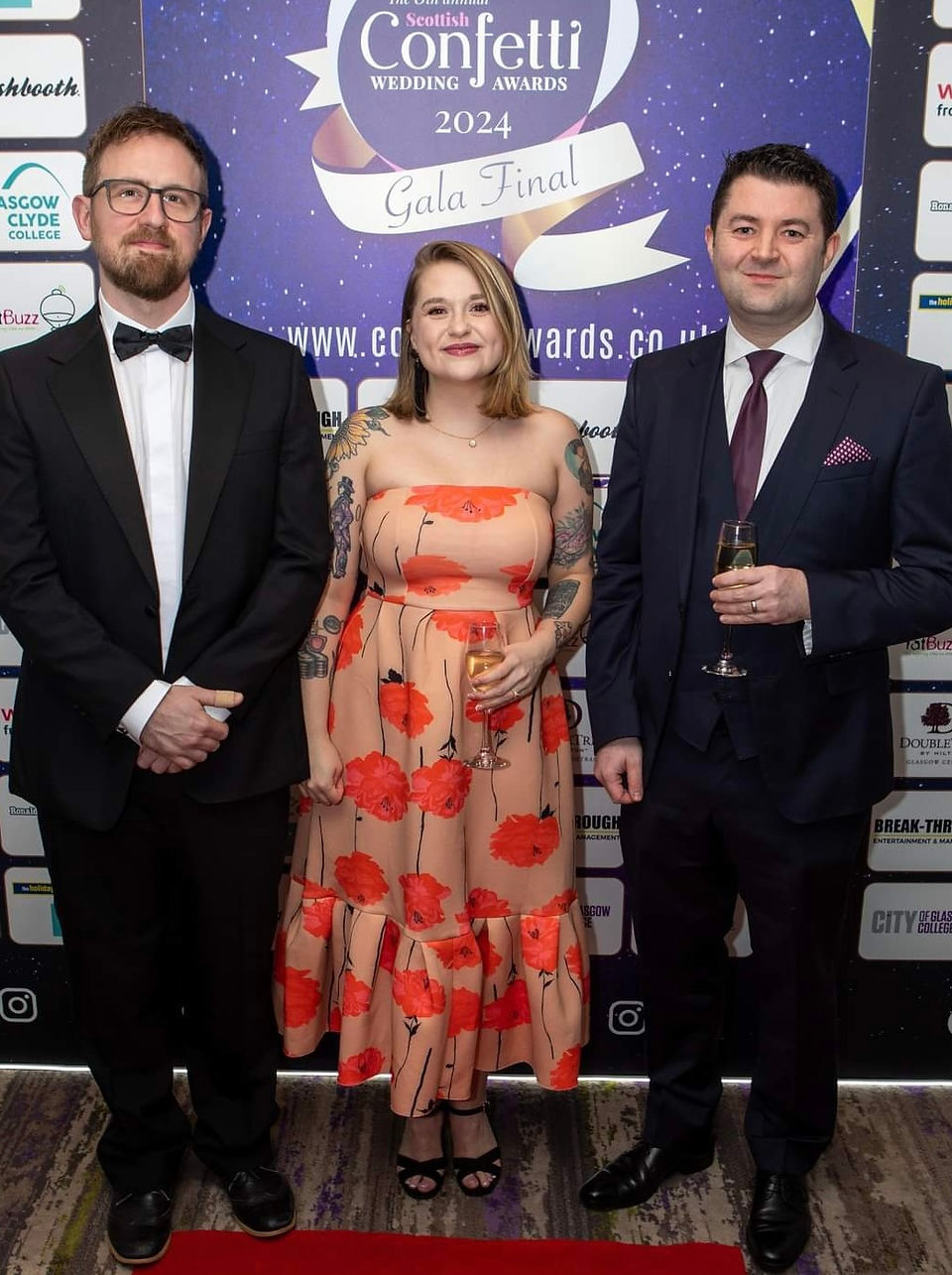 Emma arriving at The Confetti Awards Scotland - The Scottish Wedding Industries Annual award ceremony. Little Red won the Best Evening Entertainment (Live Band) Award which is for excellence in providing live music at evening wedding receptions in Glasgow, Edinburgh, Aberdeen, Ayrshire, Loch Lomond, Perthshire, Aberdeen, Dundee, Highlands, Borders, Galloway, Dumfries and Inverness. 