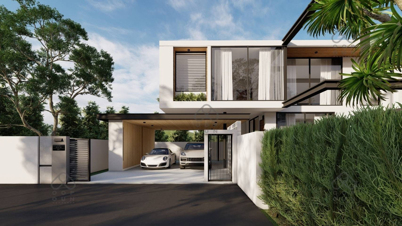 บ้านสองชั้นหลังใหญ่สร้างใหม่โมเดิร์นดีไซน์โดดเด่น พร้อมสระว่ายน้ำ