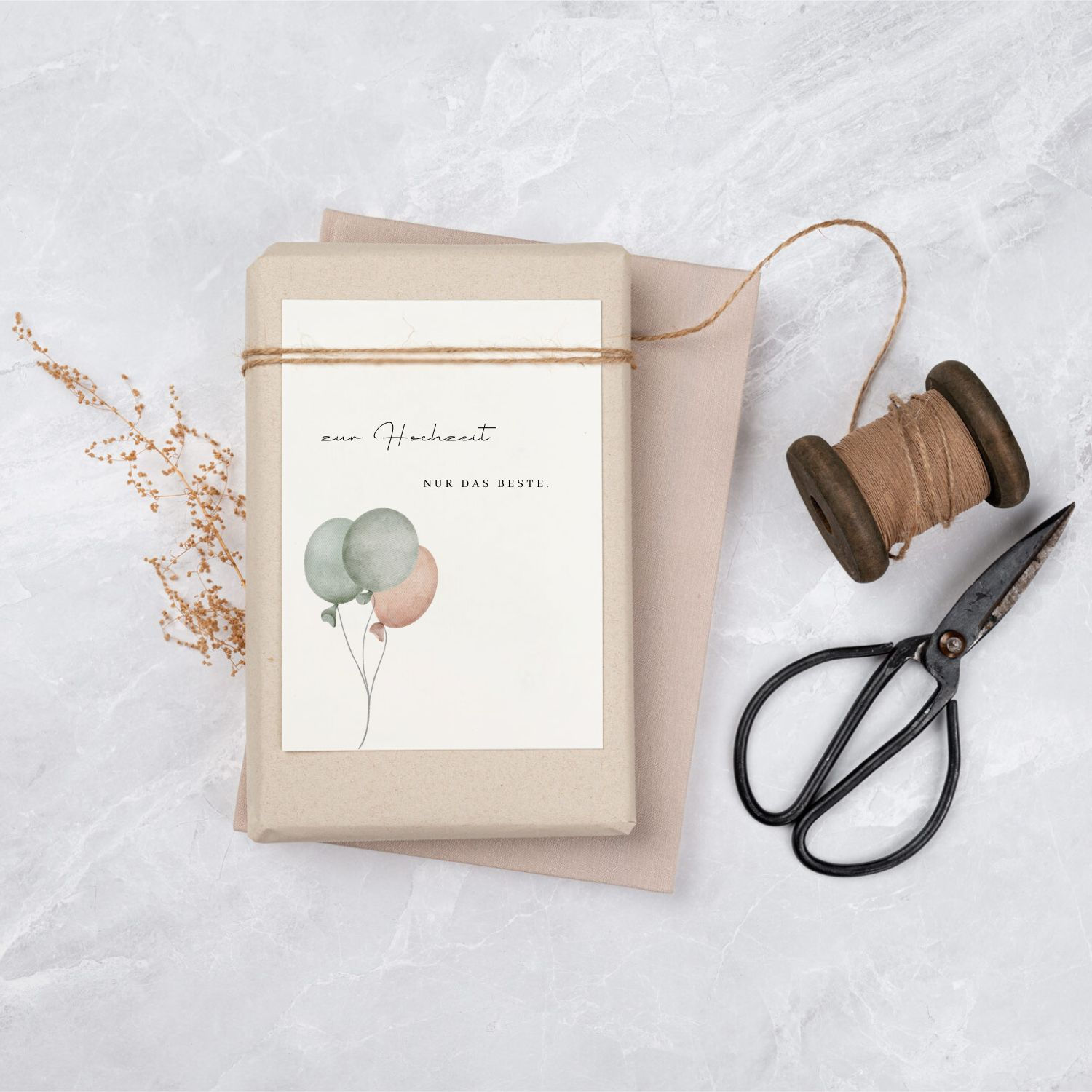 Grußkarte, Hochzeit, Zur Hochzeit nur das Beste, Luftballons