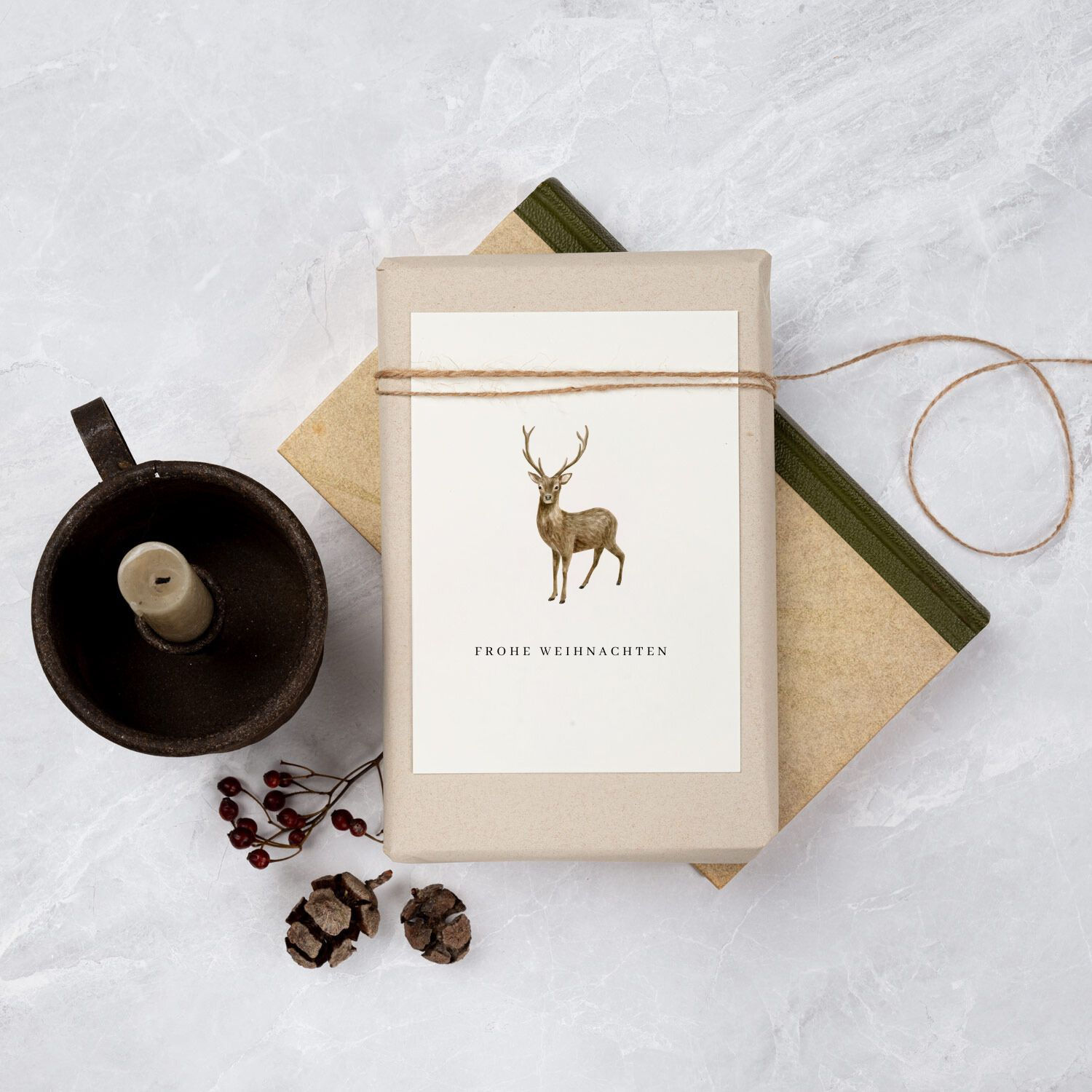 Grußkarte, Weihnachten, Frohe Weihnachten, Hirsch