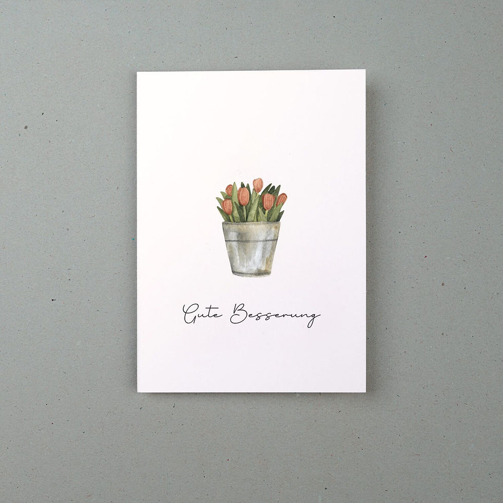 Miniaturbild: Grußkarte Gute Besserung / Genesungswünsche, Topf mit Tulpen