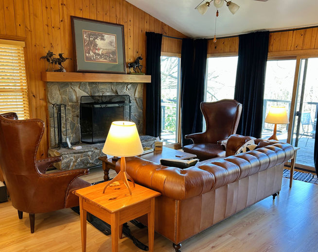 private cabin fireplace