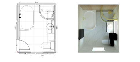 A bathroom layout plan