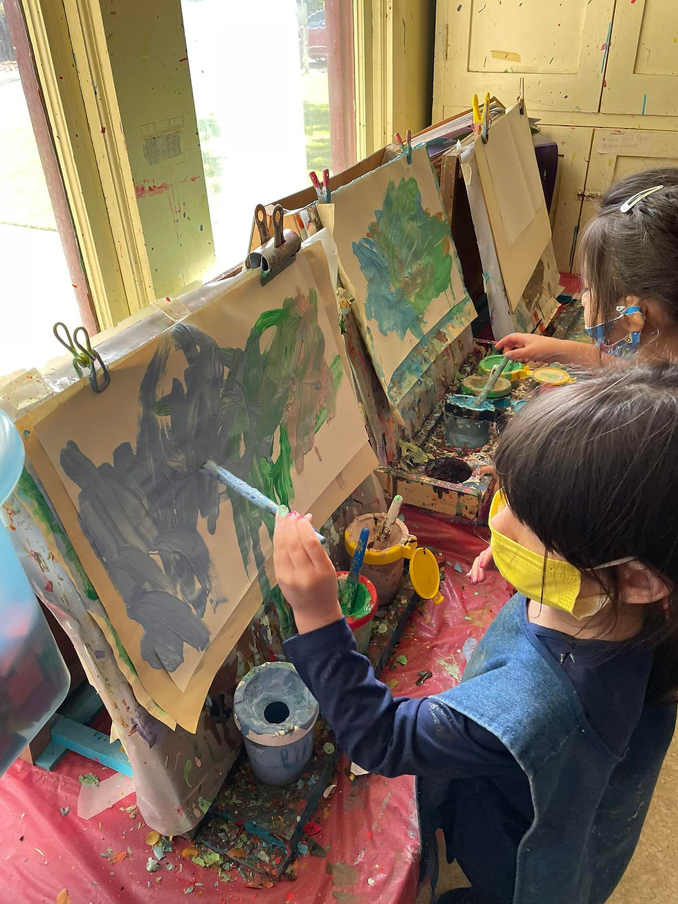 preschool children painting