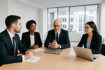 C-levels in a boardroom meeting