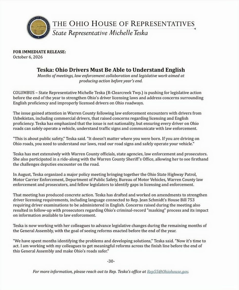 Warren County's State Rep Michelle Teska is taking action.