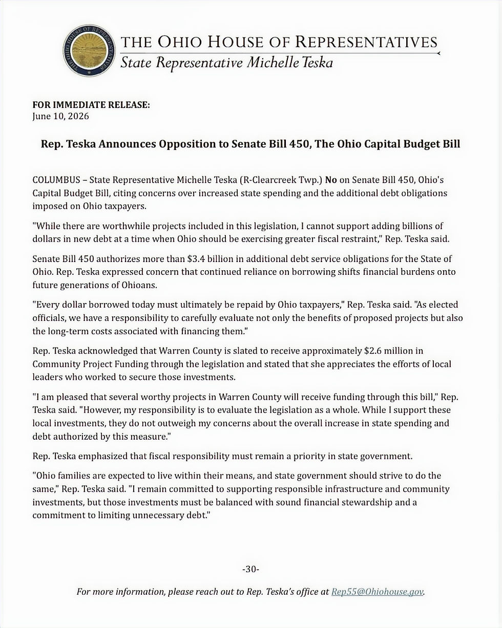 Rep. Teska Opposes Senate Bill 450